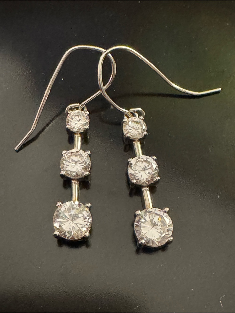 Ross-Simons Sterling Silver Graduated CZ Drop Earrings